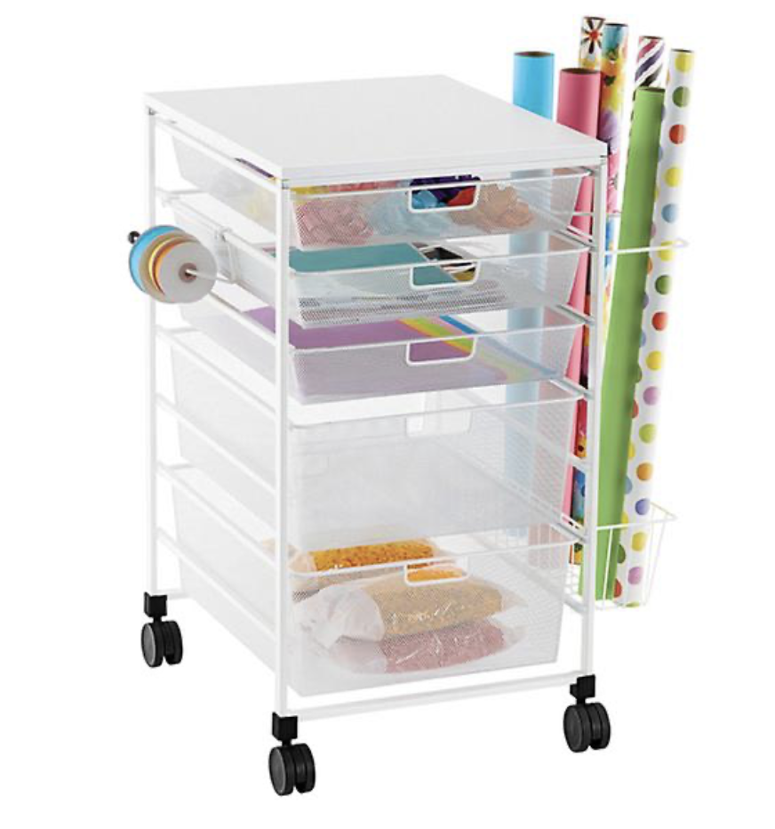 gift wrap station organization cart